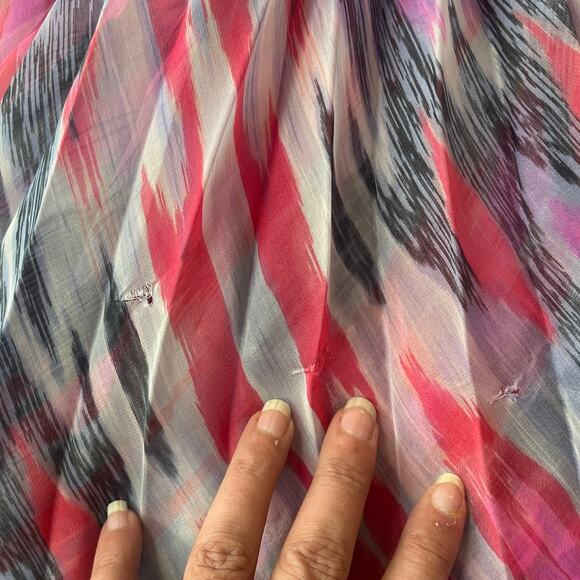 Laundry Shelli Segal Maxi Dress 12 Pink Boho Glam Pleats Chiffon Halter Flowy - Picture 8 of 13